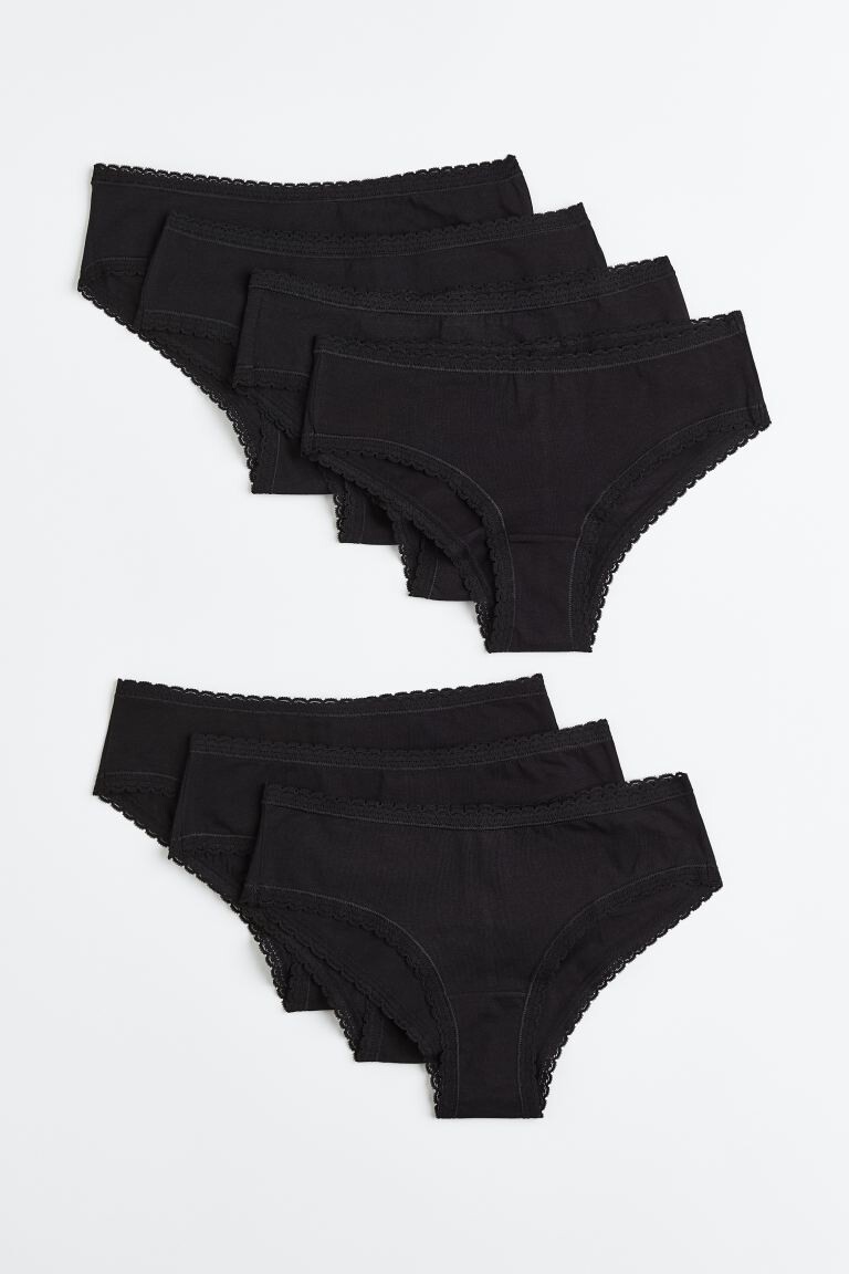 

7 пар трусиков-хипстеров из хлопка H&M, черный