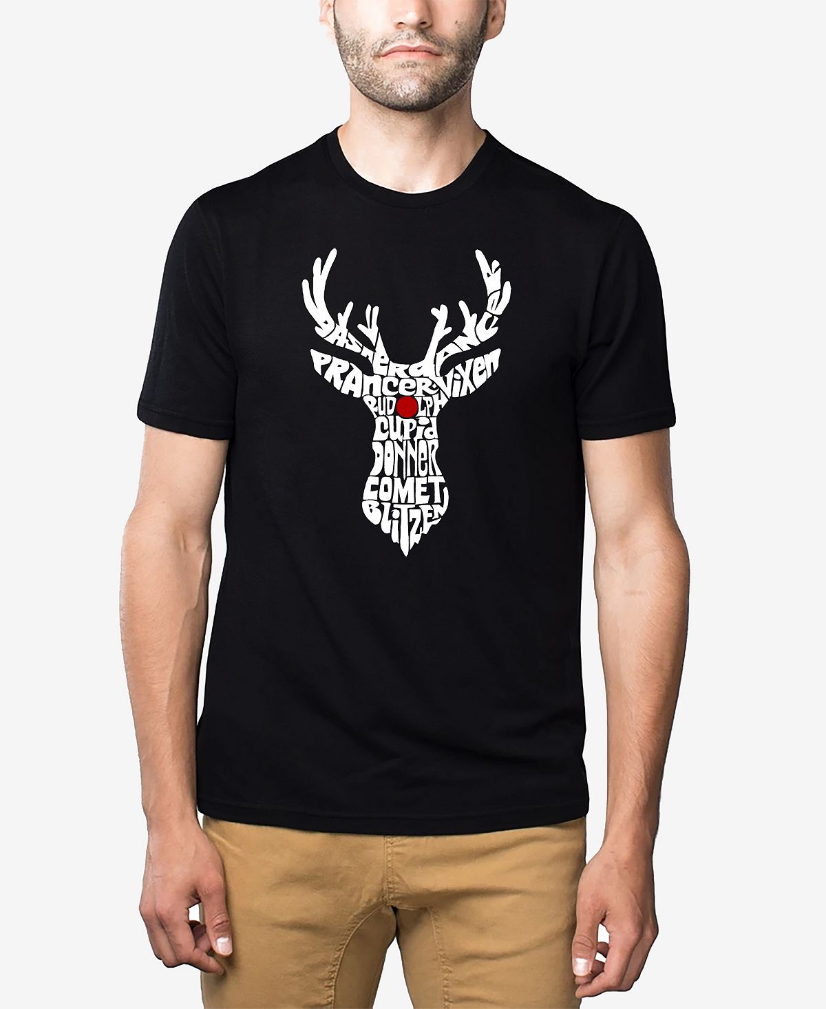 Мужская футболка с надписью «santa's reindeer premium blend» word art LA Pop Art, черный