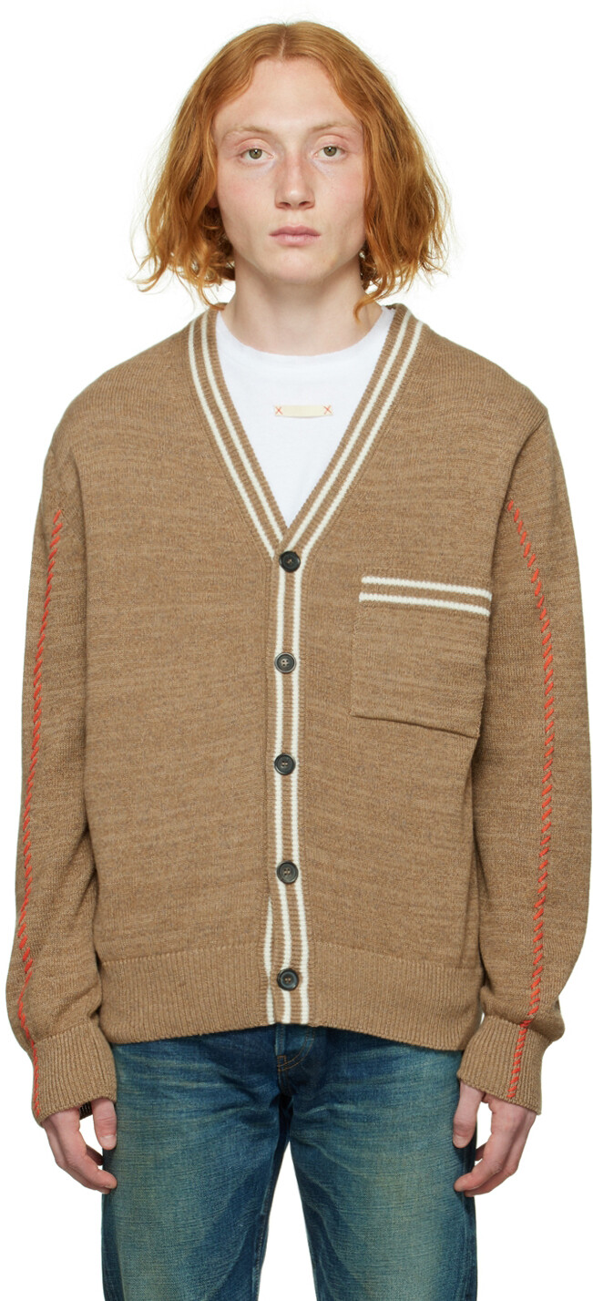 

Коричневый кардиган с контрастной отстрочкой PS by Paul Smith