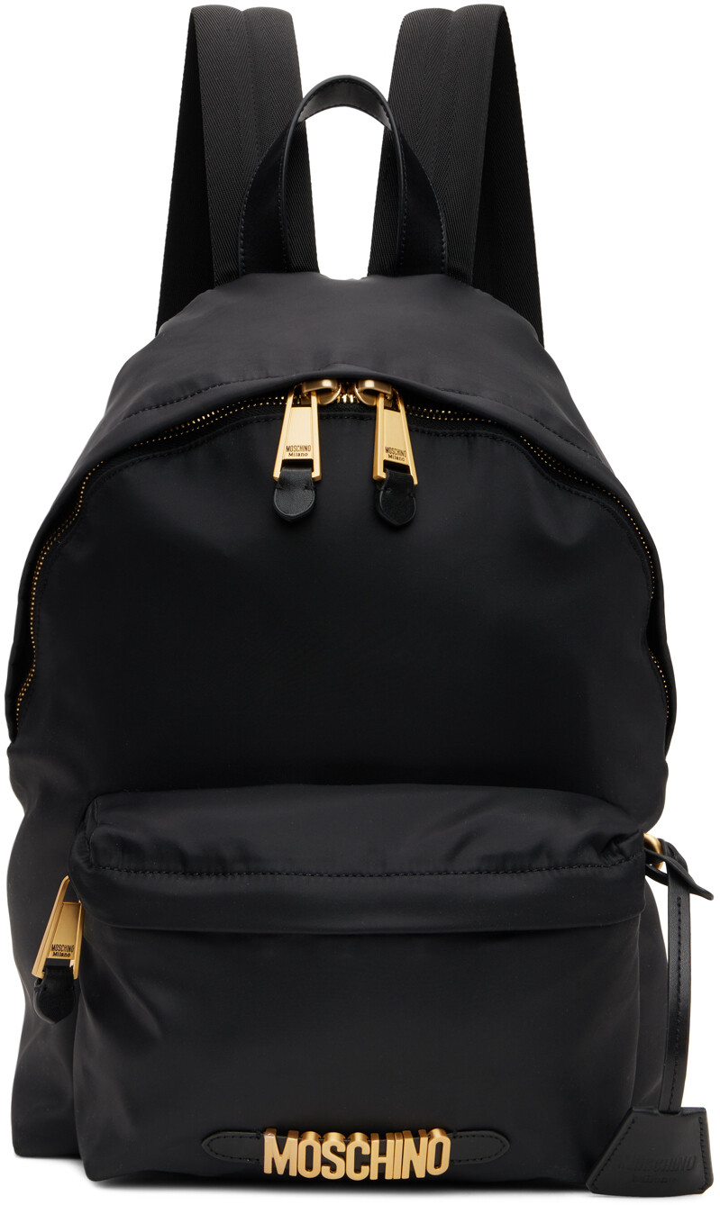 

Черный рюкзак с надписью Logo Moschino