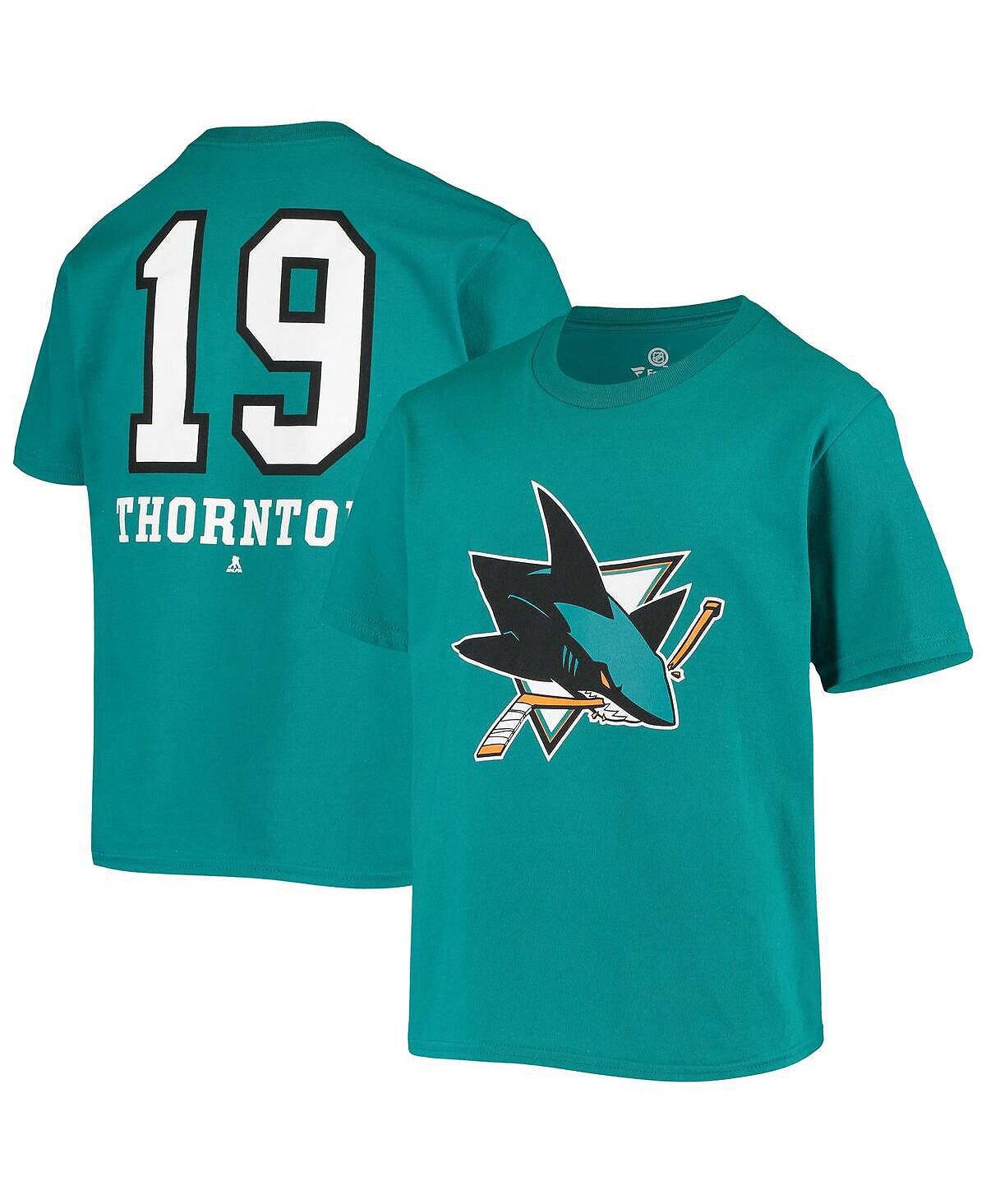 

Бирюзовая футболка с именем и номером команды Big Boys Joe Thornton San Jose Sharks Underdog Fanatics