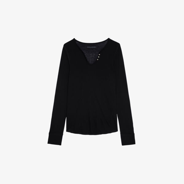 

Тканый топ с длинными рукавами, украшенный звездами Tunisien Zadig&Voltaire, цвет noir