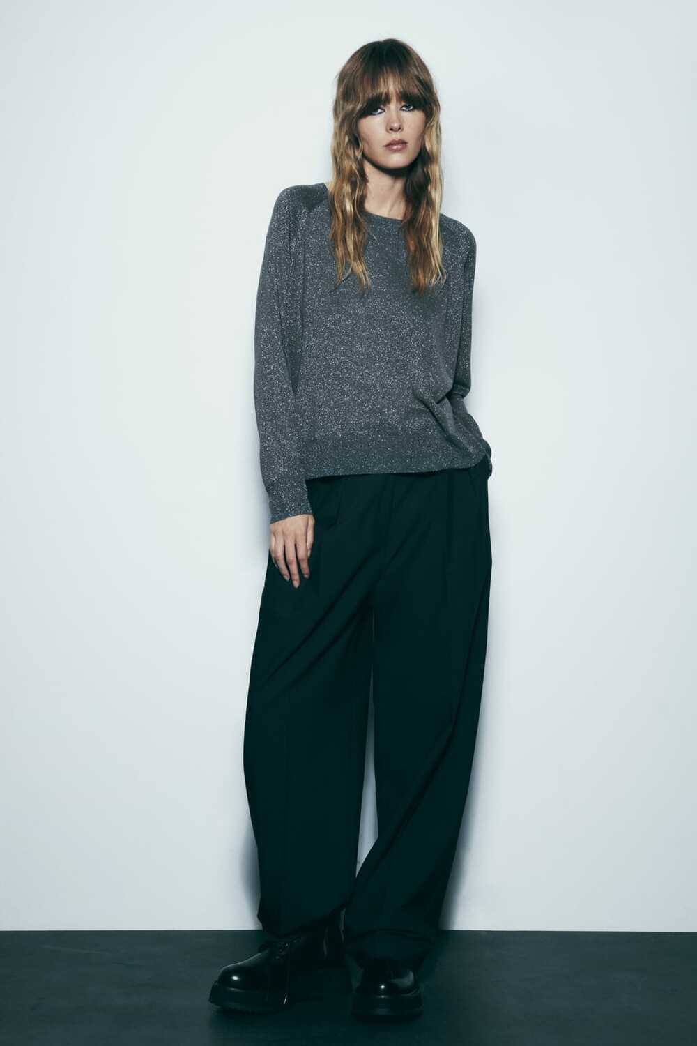 

Вязаная толстовка с капюшоном ZARA, синий