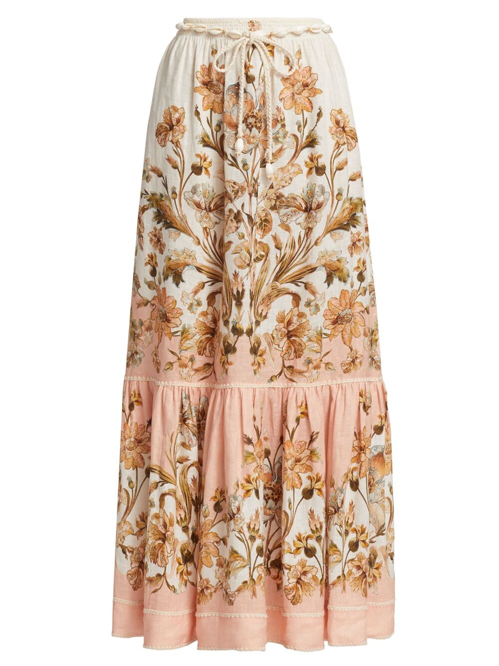 

Многоярусная длинная юбка из ситца Zimmermann, розовый