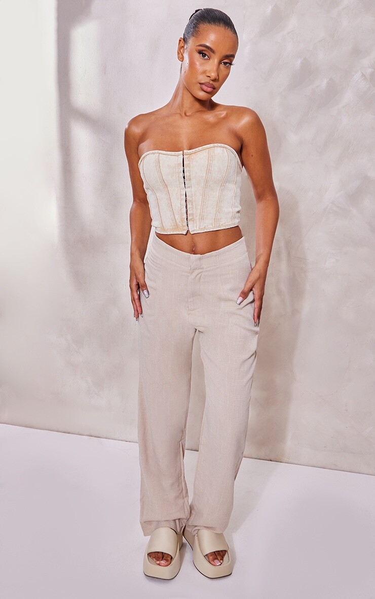 

PrettyLittleThing Приталенные прямые брюки в клетку из натурального камня