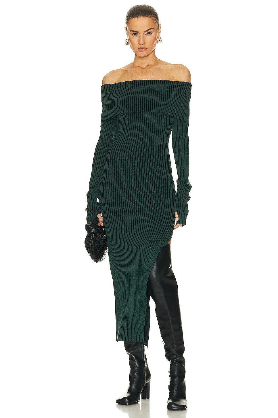 

Платье миди Nicholas Nita Plaited Off Shoulder, цвет Alpine & Black