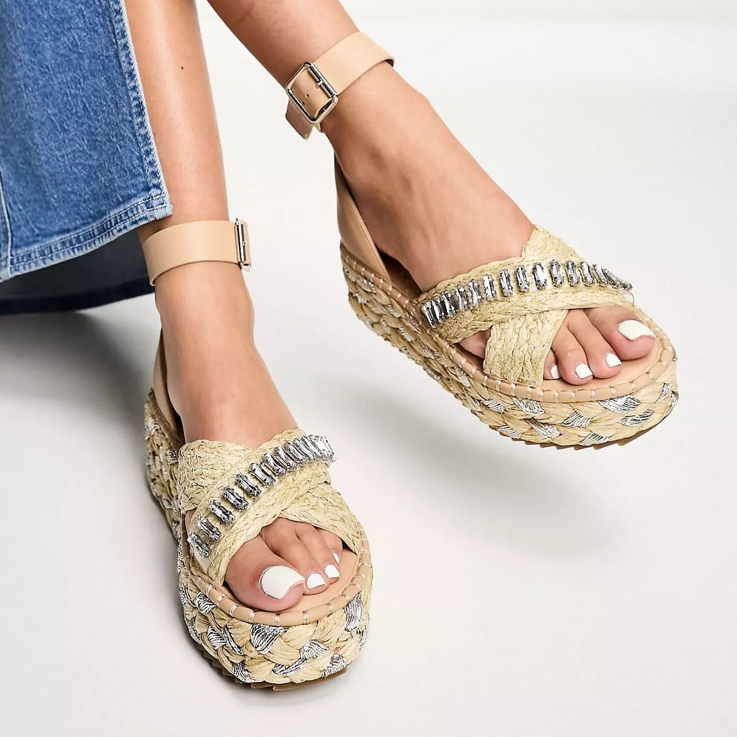 

Эспадрильи River Island Embellished Wedge, персиковый