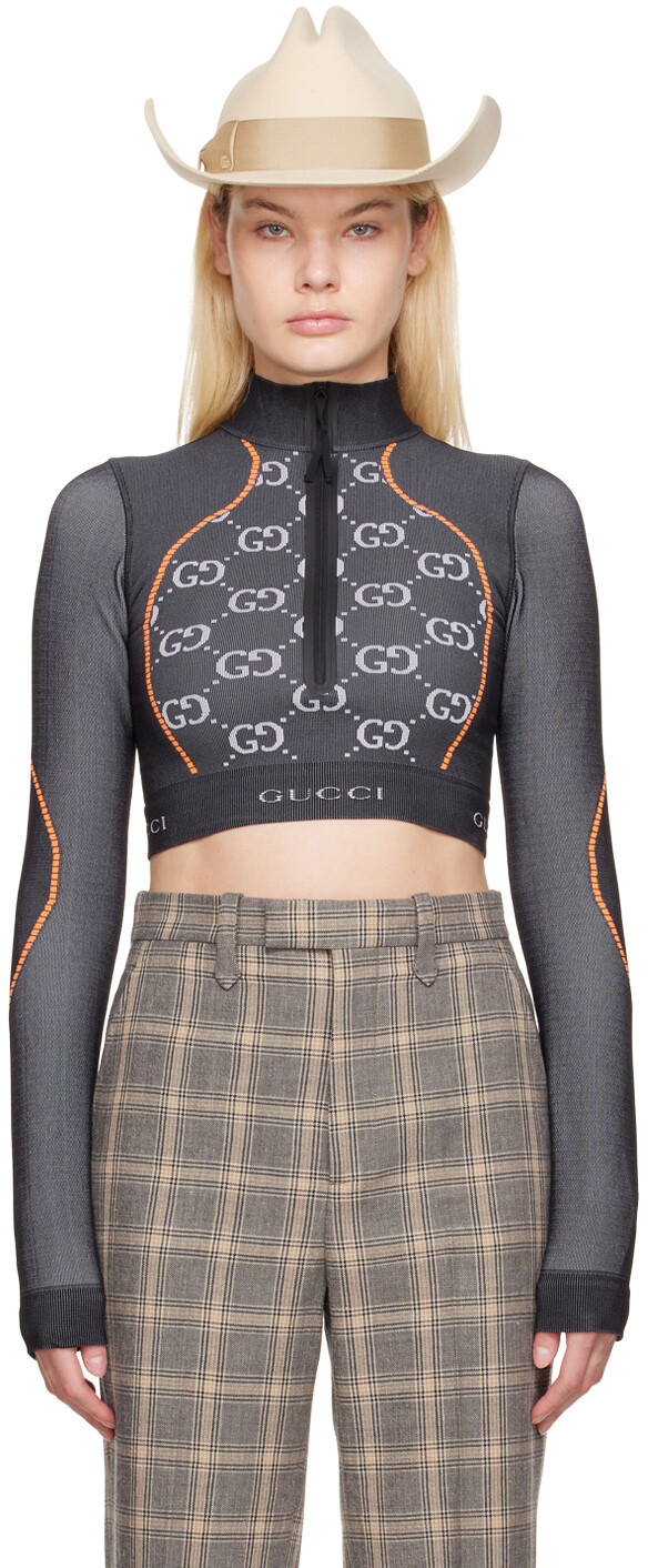 

Черный спортивный топ с логотипом GG Gucci