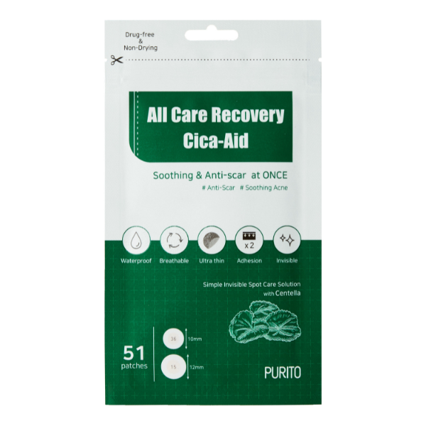 Purito All Care Recovery Cica-Aid патчи для лица, корректирующие несовершенства, 51 шт./1 уп. purito cica aid all care recovery 51 пластырь