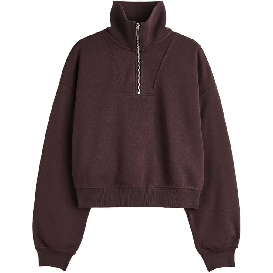 

Свитшот H&M Half-zip, темно-коричневый