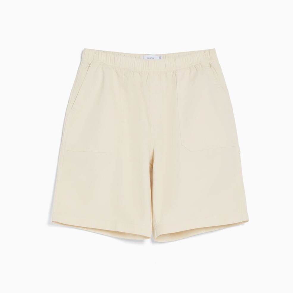 

Шорты Bershka Cotton And Linen Blend Jogger Bermuda, светло-бежевый