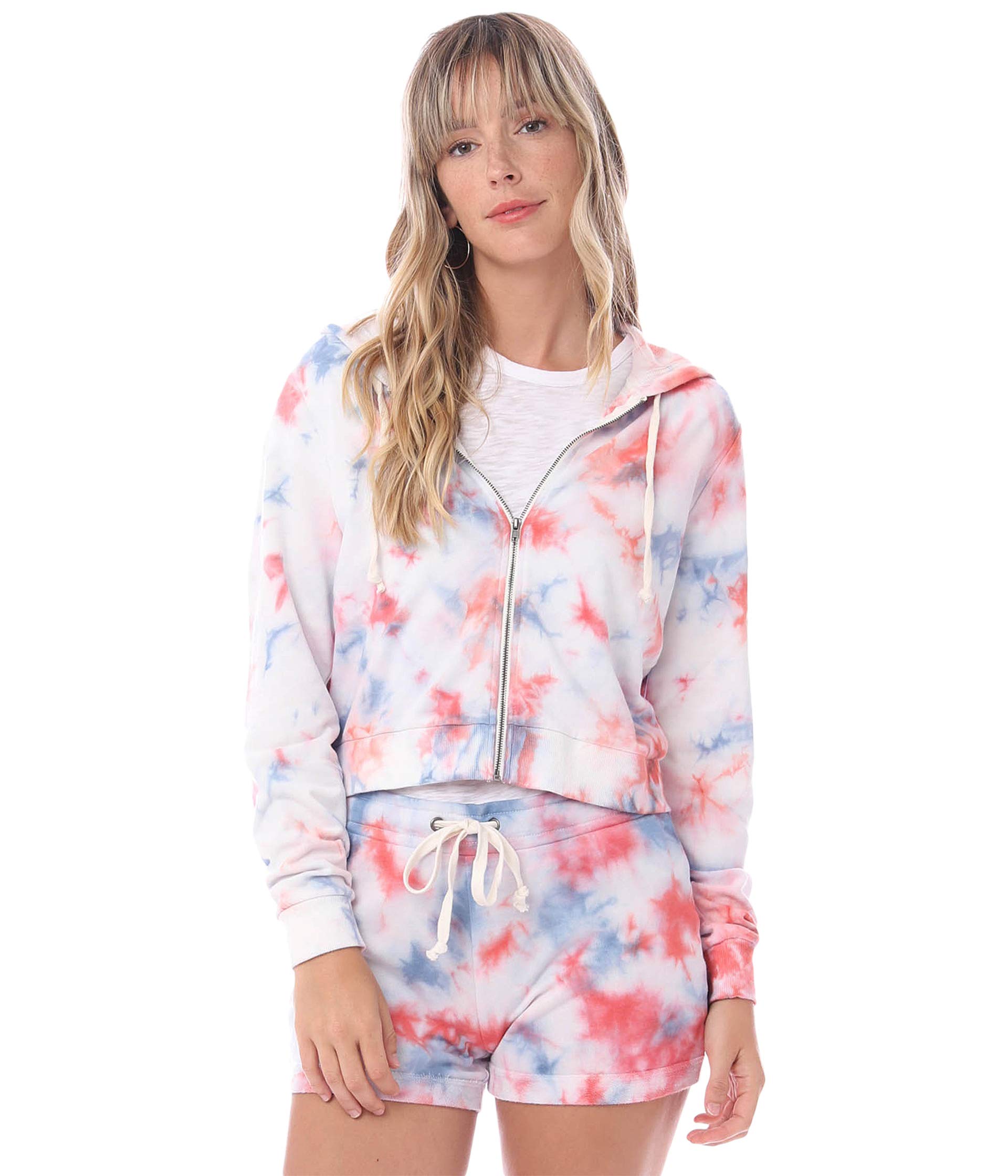 Худи Alternative, Tie-Dyed Lightweight Grench Terry Cropped Zipped Hoodie цена и фото
