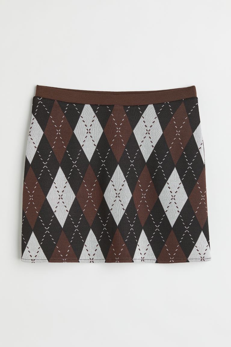 Мини-юбка H&M, темно-коричневый/ромбы цена и фото