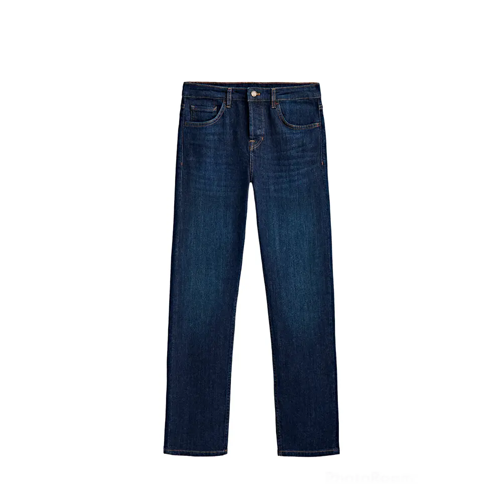 

Брюки Massimo Dutti Straight Mid-Waist Jeans, темно-синий