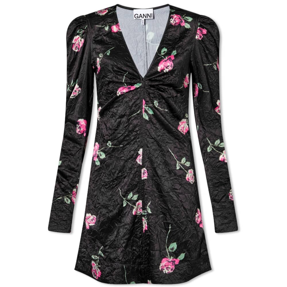 

Платье GANNI Crinkled Satin V-Neck Mini Dress