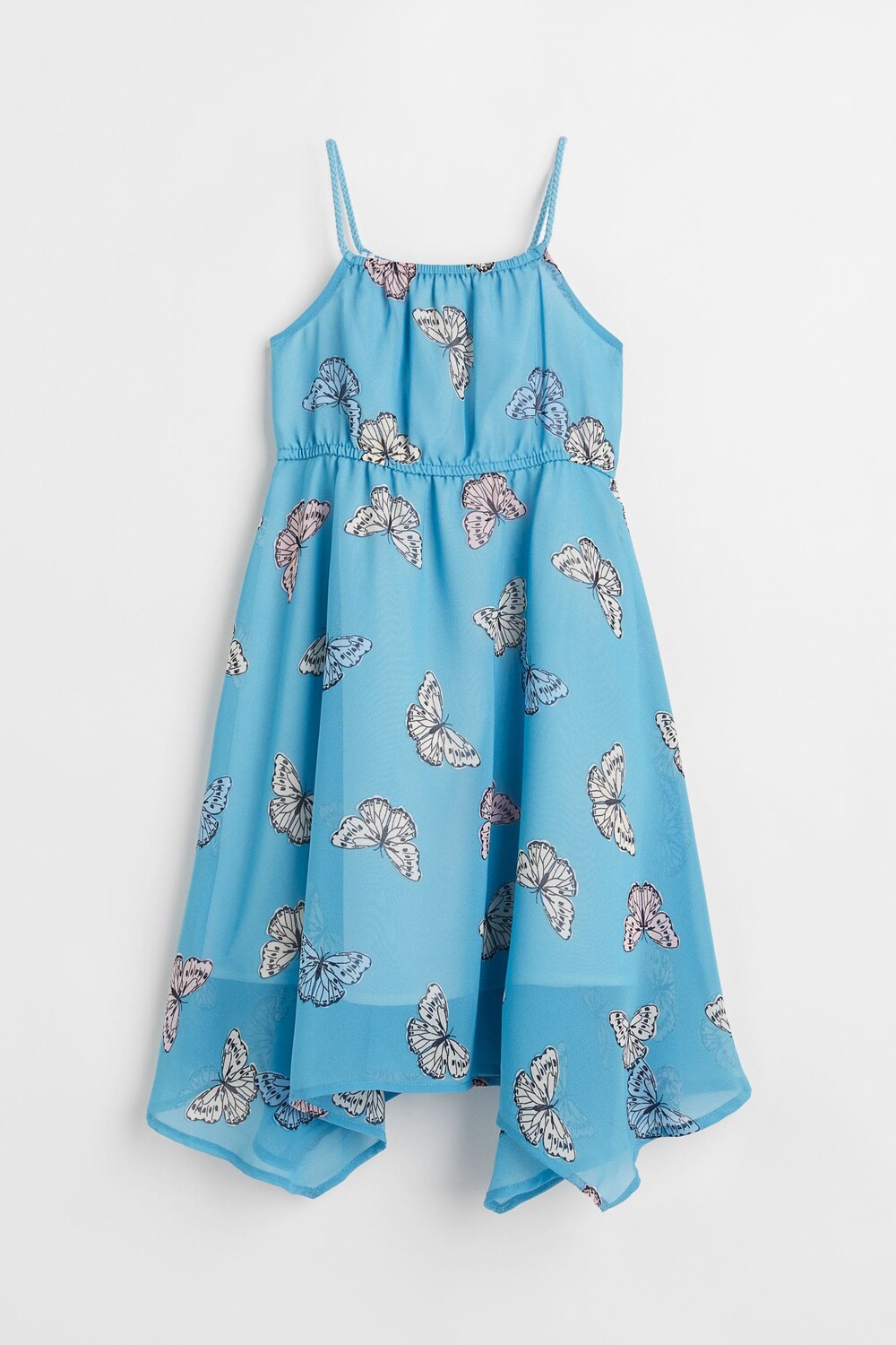 

Асимметричное шифоновое платье H&M Butterflies, синий