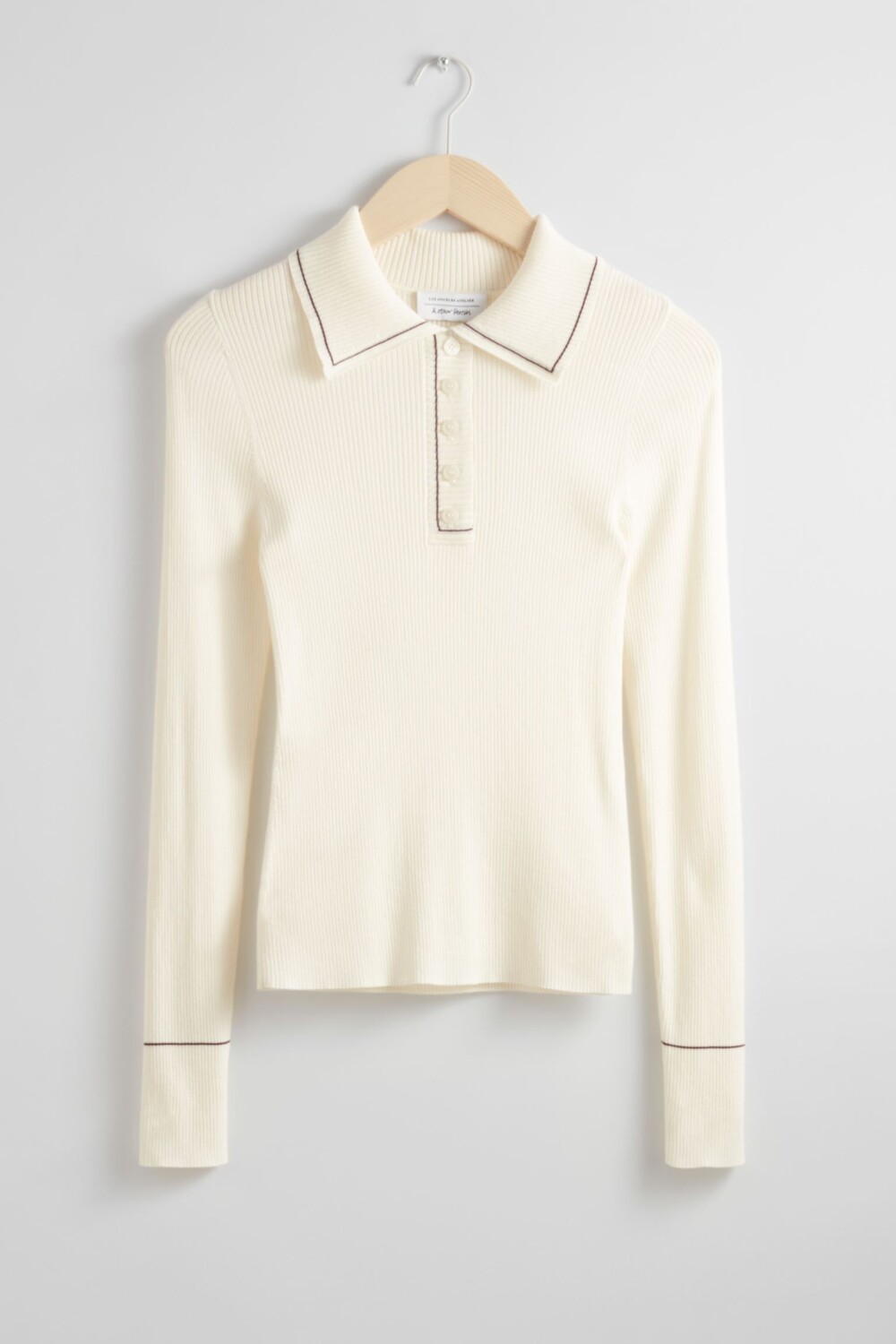 

Топ & Other Stories Rib Knit With Polo Collar, кремовый