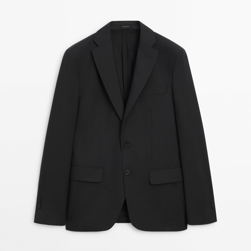 Пиджак Massimo Dutti Stretch Wool Suit, серый костюмный пиджак massimo dutti party bi stretch wool suit черный
