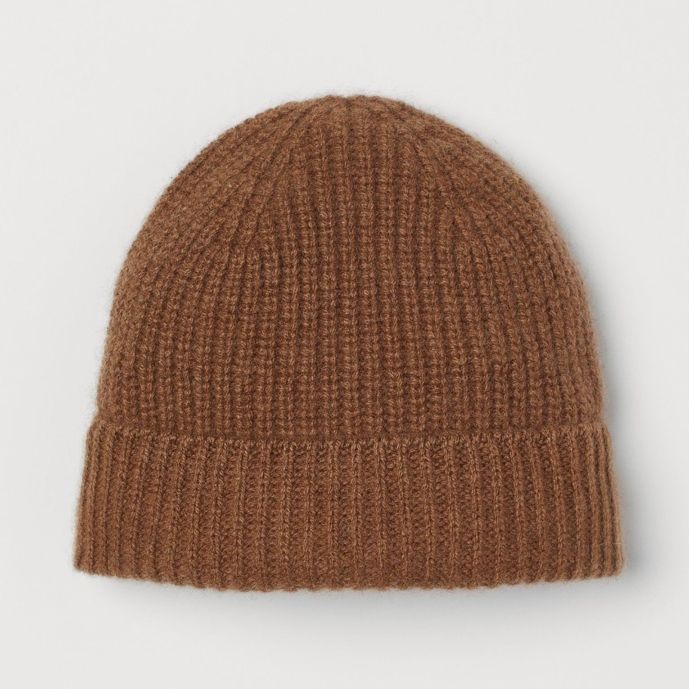 Шапка H&M Rib-knit Cashmere, светло-коричневый шапка из кашемира marc