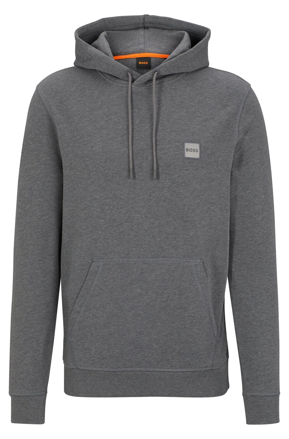 Толстовка Hugo Boss French-terry-cotton Hooded With Logo Patch, серый