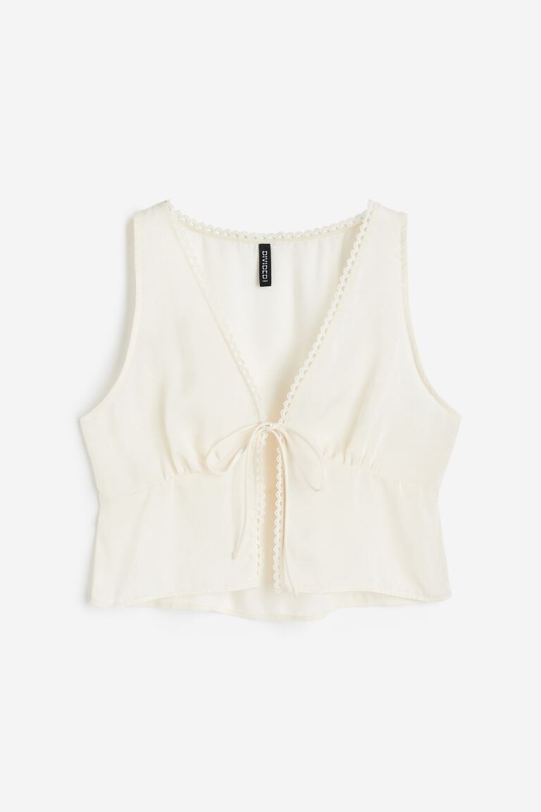 

Атласная майка с завязками H&M, крем