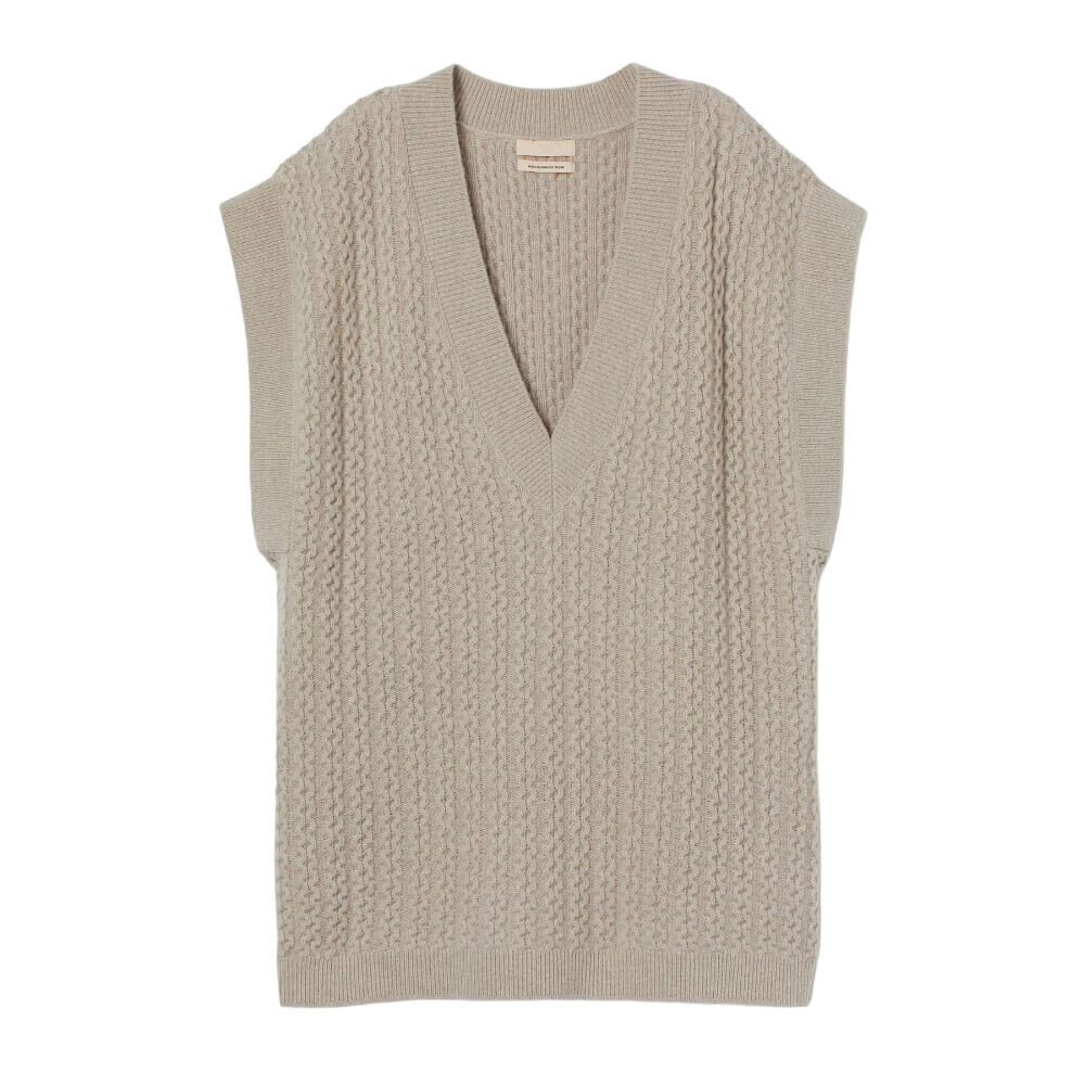 

Жилет H&M Premium Selection Cable-knit Wool, светло-бежевый