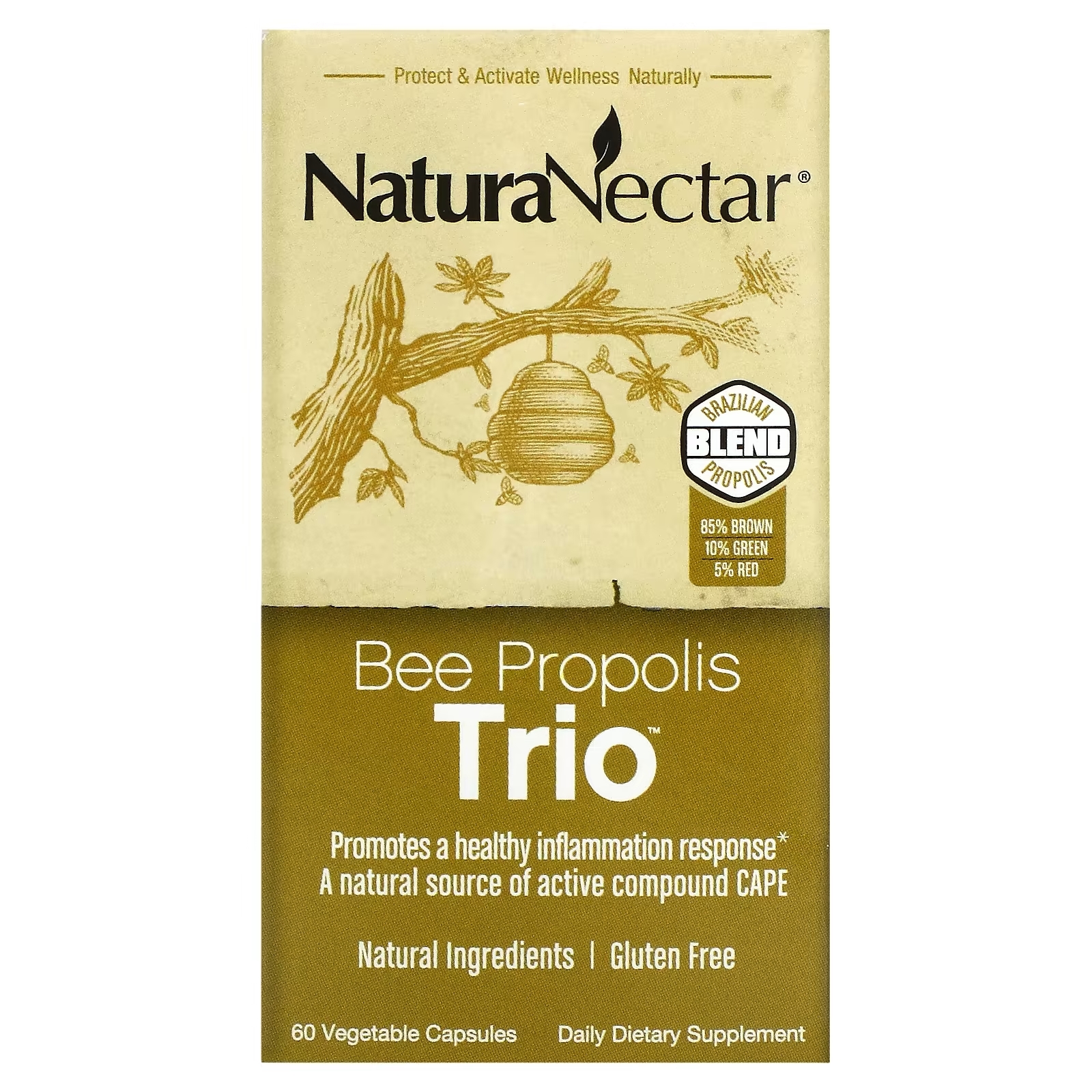 Трио из Пчелиного Прополиса NaturaNectar, 60 вегетарианских капсул naturanectar bee propolis trio 60 вегетарианских капсул