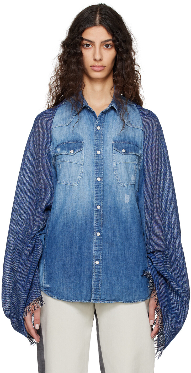 

Джинсовая куртка SSENSE Exclusive Blue Insertedition Bless, Синий