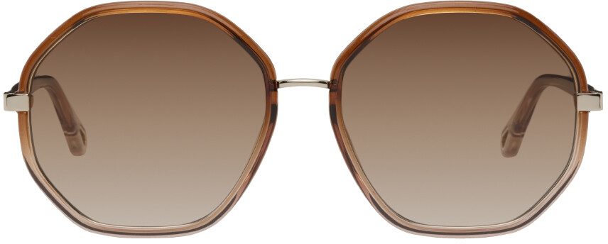 

Коричневые шестиугольные солнцезащитные очки Chloé