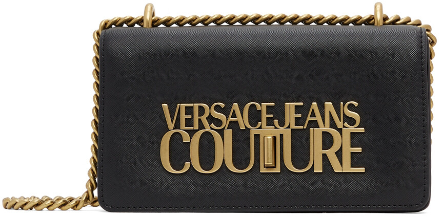 

Черная сумка с замком с логотипом Versace Jeans Couture