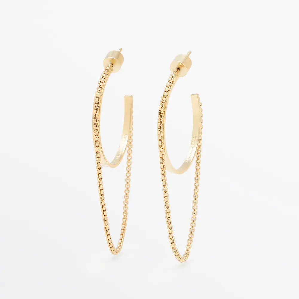 

Серьги-кольца Massimo Dutti Contrast Chain, золотистый