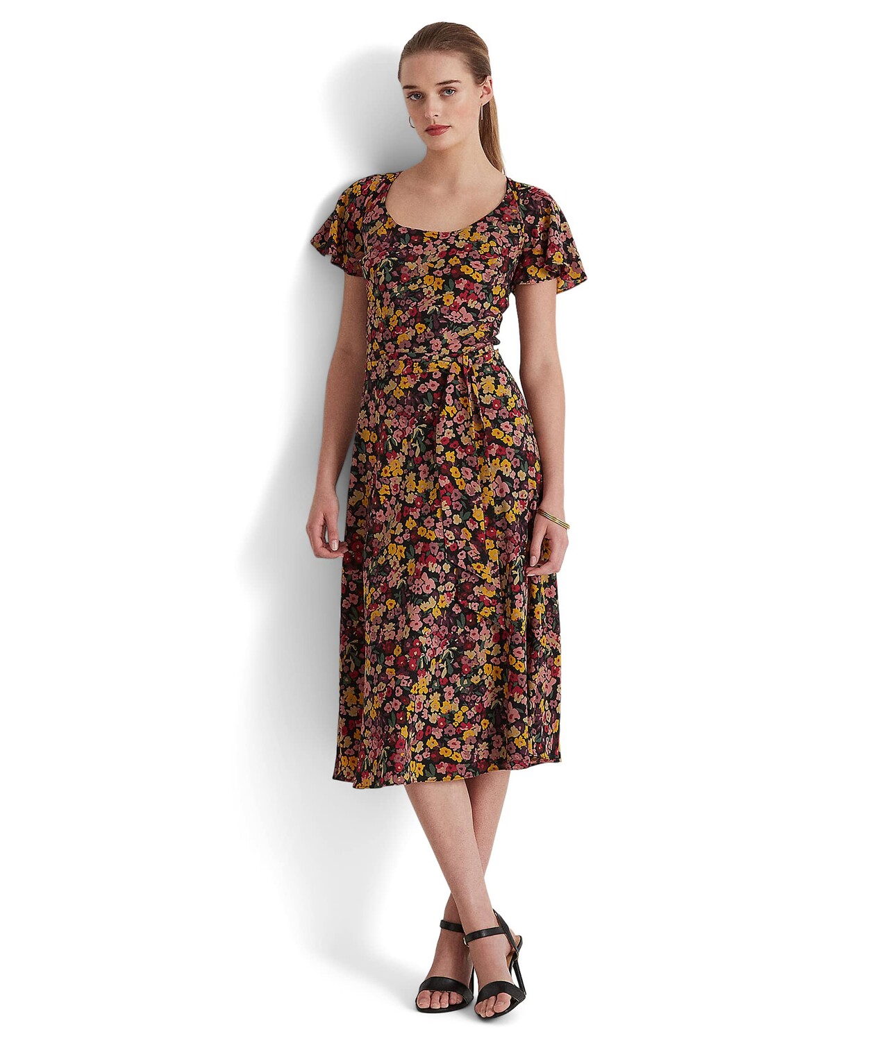 

Платье LAUREN Ralph Lauren, Floral Crepe Flutter-Sleeve Dress