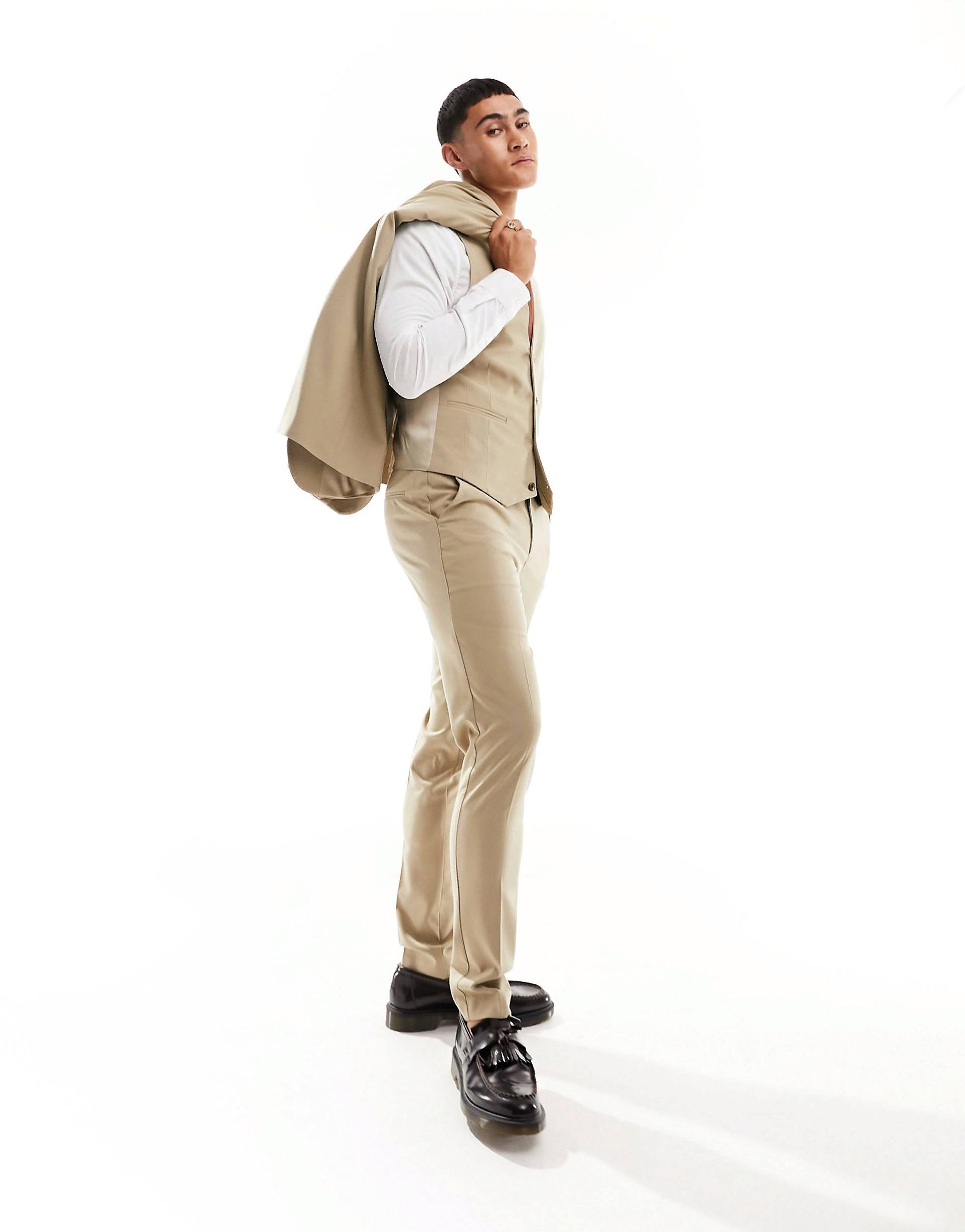 Брюки Asos Design Skinny Suit, светло-бежевый брюки asos design skinny suit светло коричневый