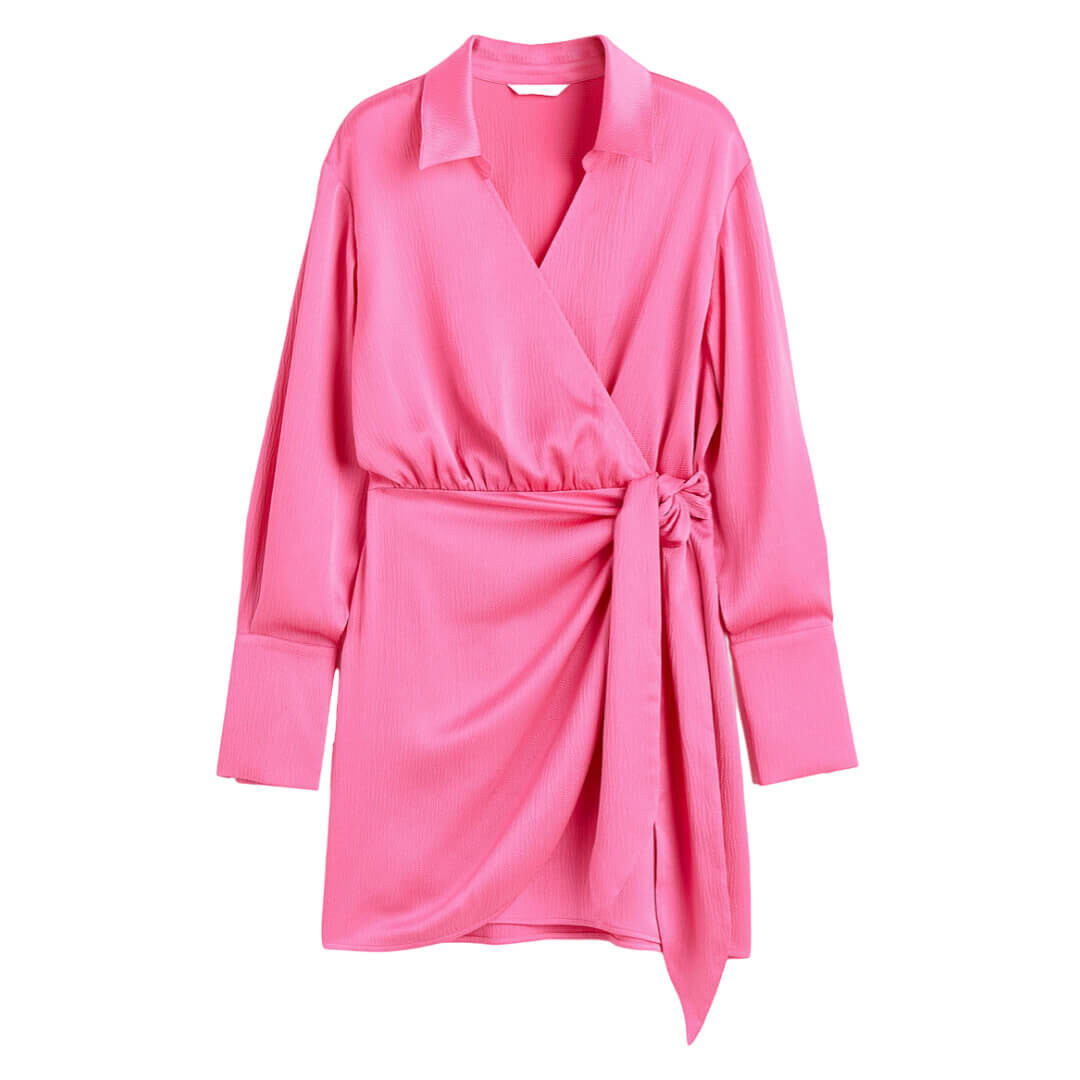 

Платье H&M Creped Satin Wrapover, розовый