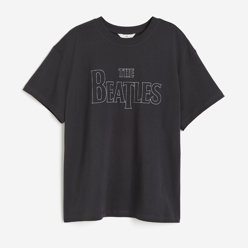 

Футболка H&M Printed The Beatles, темно-серый