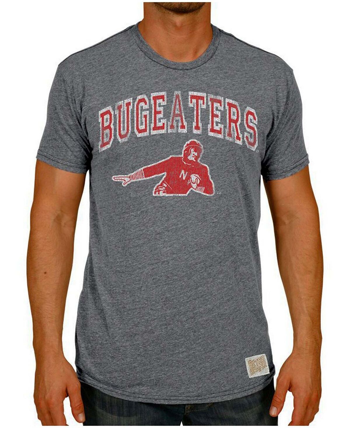 

Мужская футболка heather grey nebraska huskers в винтажном стиле bugeaters tri-blend Original Retro Brand, мульти