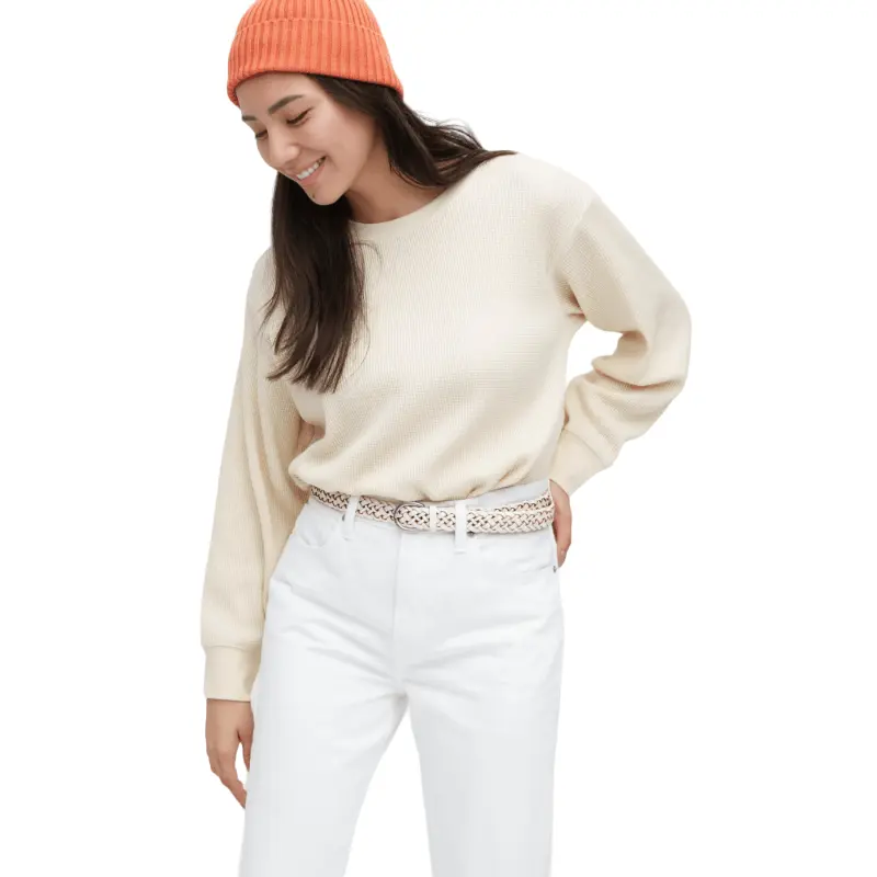 

Свитшот Uniqlo Waffle Crew Neck Long-Sleeve T-Shirt, кремовый, Белый