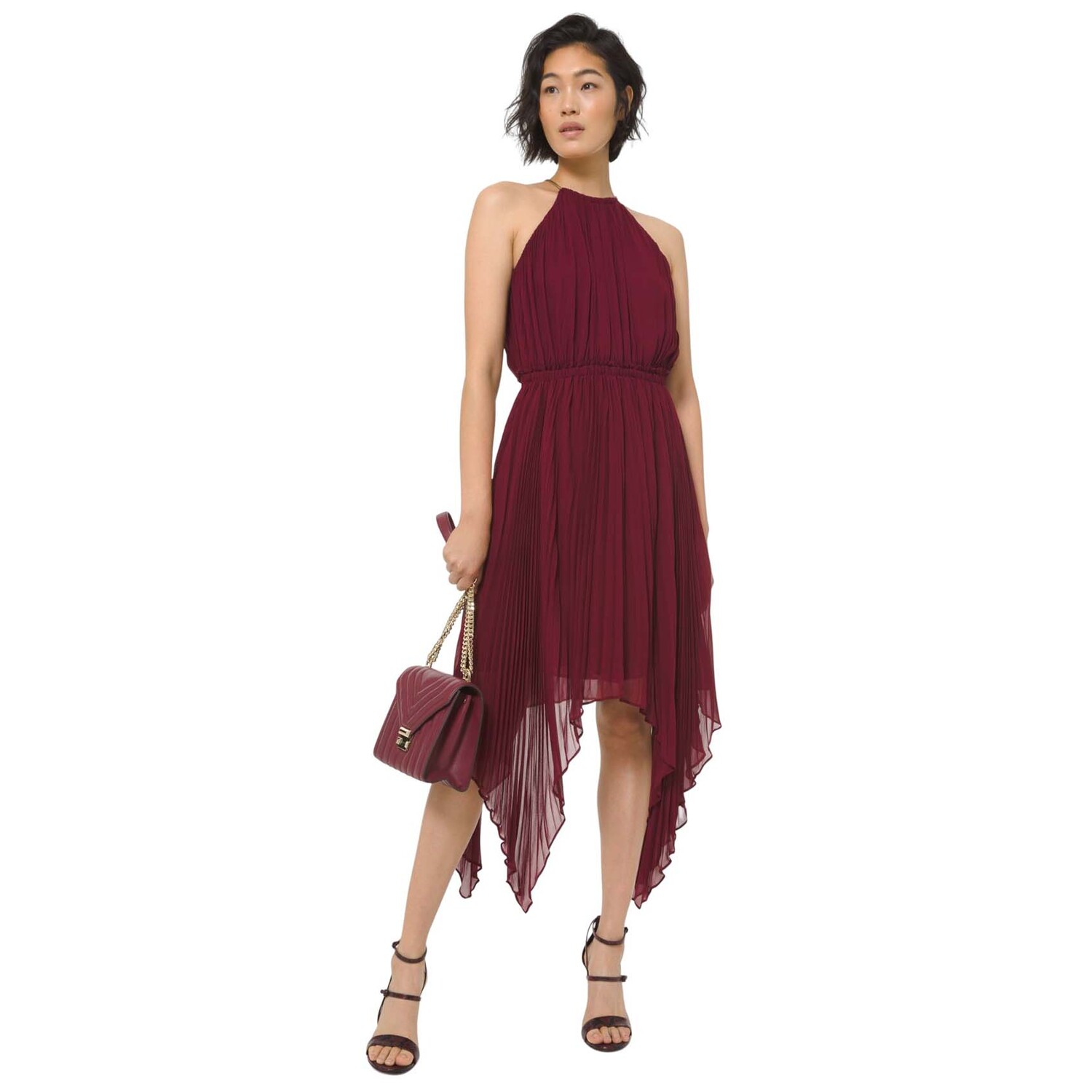 

Платье Michael Michael Kors Georgette Handkerchief, темно-рубиновый