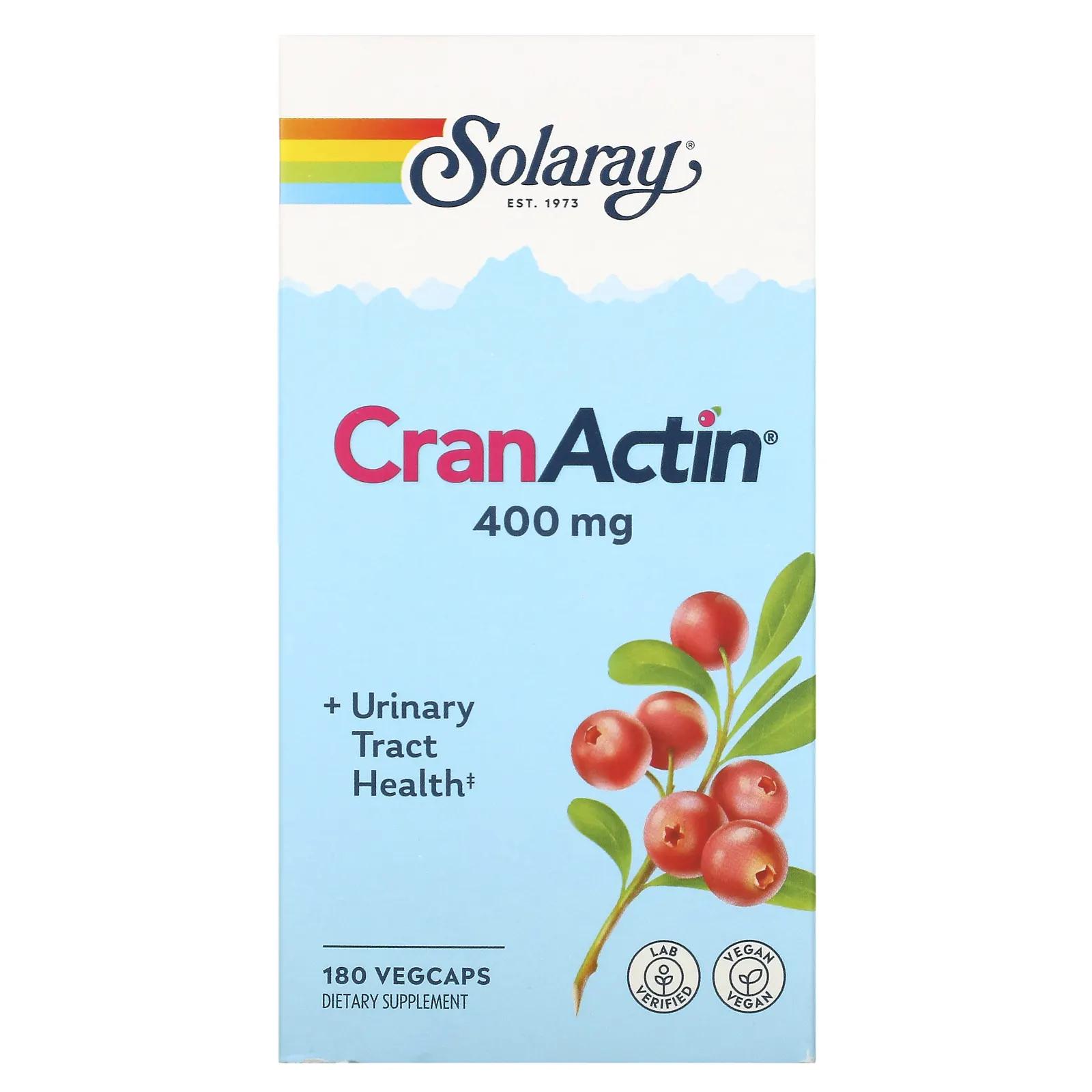 Solaray CranActin здоровье мочевыводящих путей 180 капсул с растительной оболочкой solaray d манноза с cranactin для здоровья мочевыводящих путей 60 капсул