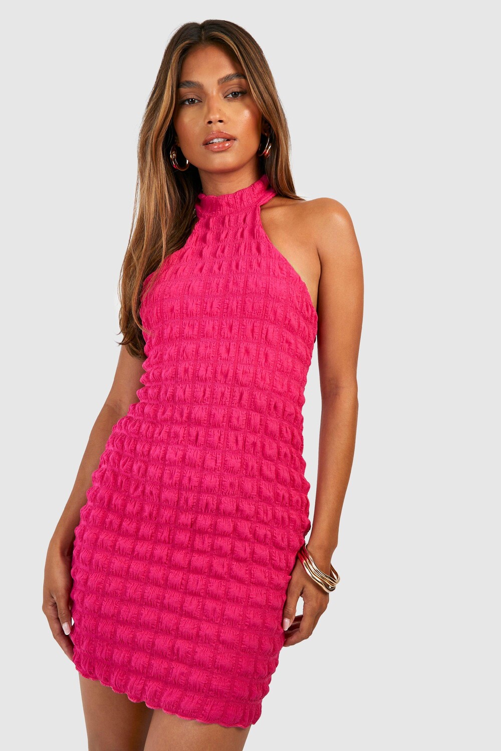 

Облагающее платье с техническим вырезом bubble Boohoo, розовый