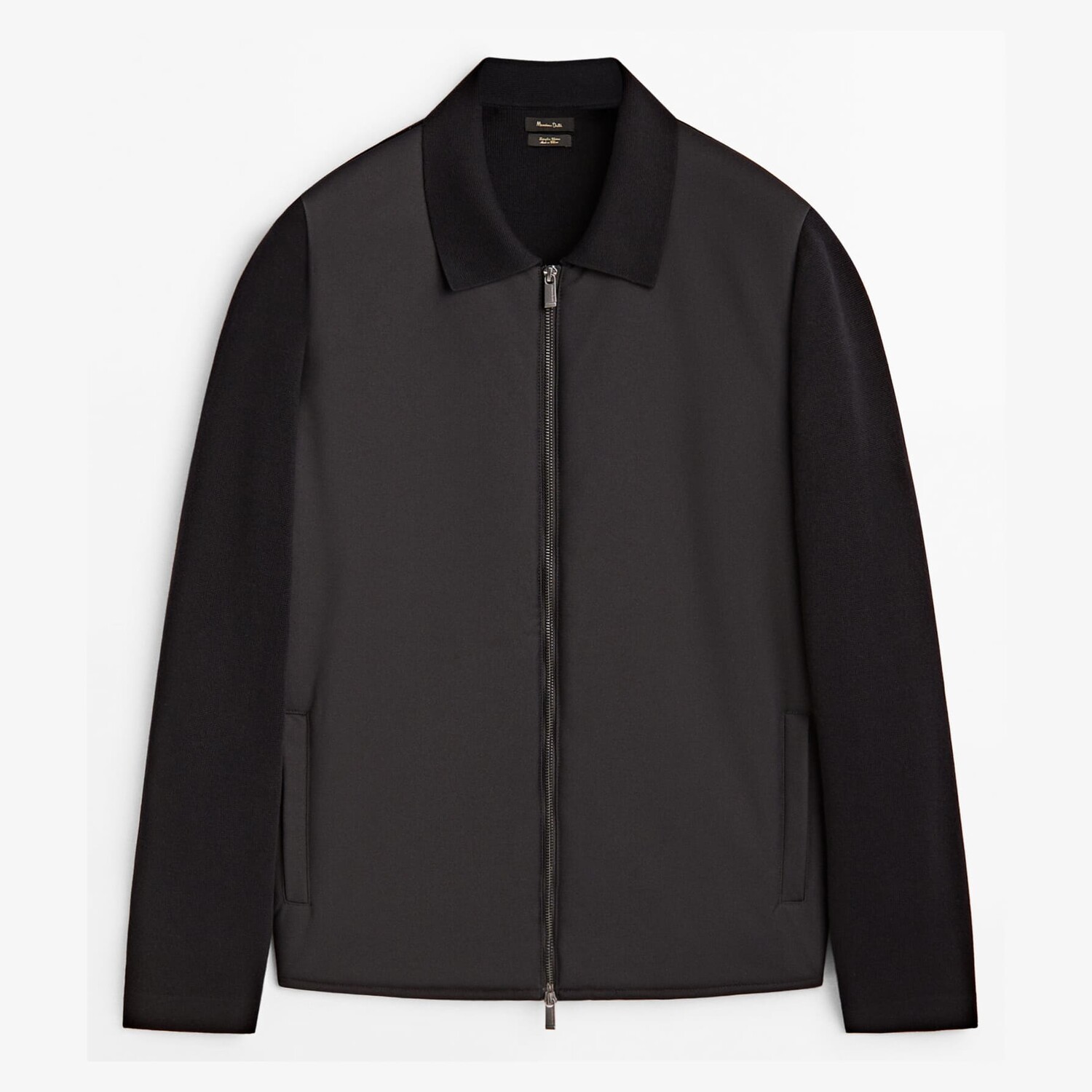 

Кардиган Massimo Dutti Knit With Contrast Quilted Fabric, темно-синий