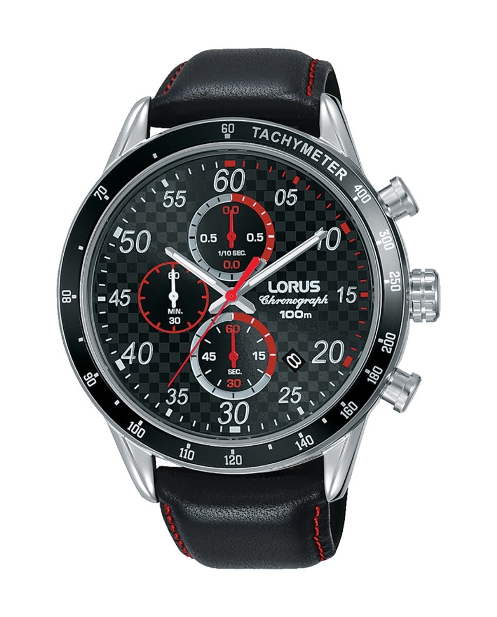

Мужские часы Sport man RM339EX9 из кожи с черным ремешком Lorus, черный