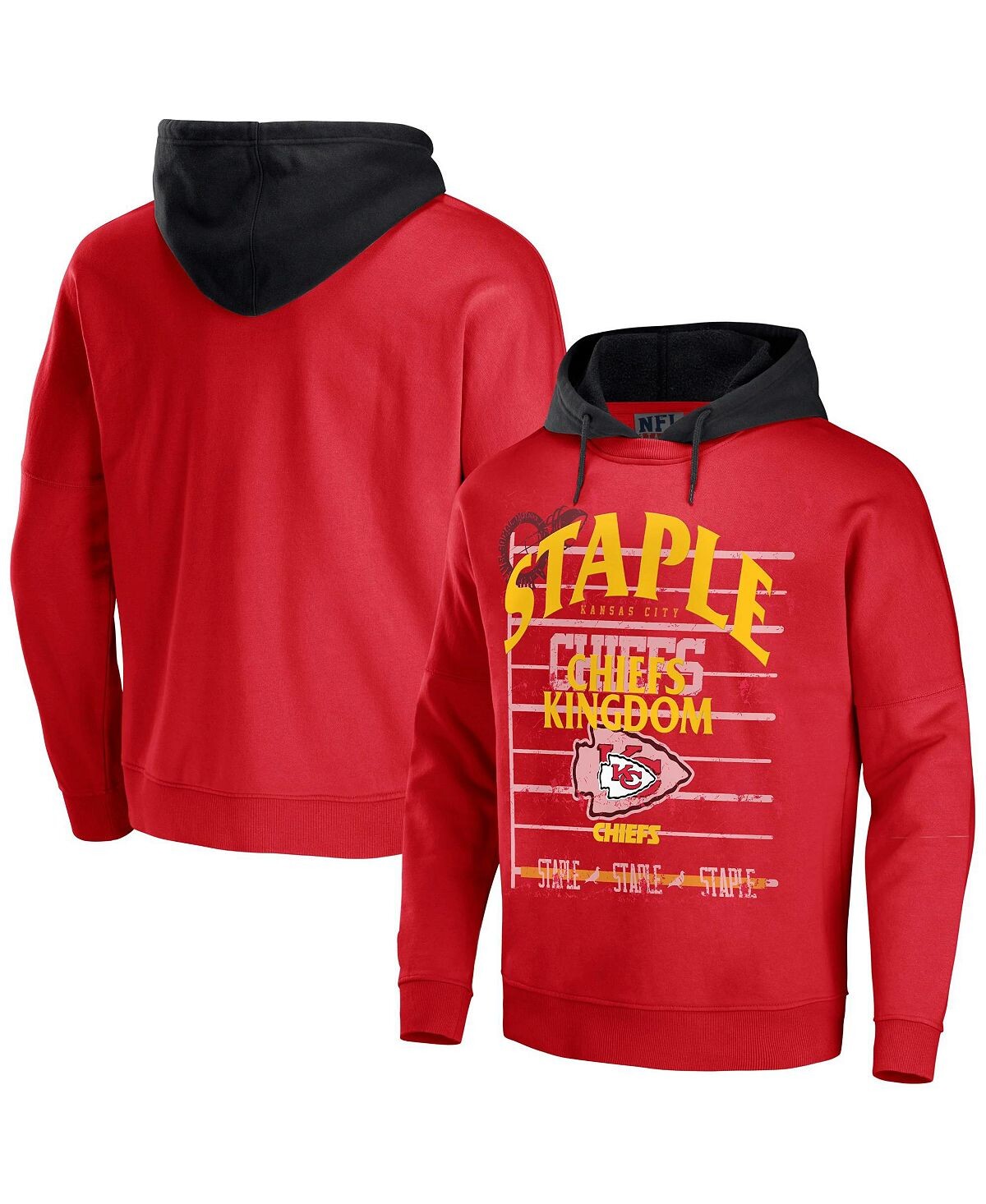 

Мужская худи nfl x staple red kansas city chiefs oversized gridiron vintage-like wash pullover hoodie NFL Properties, красный