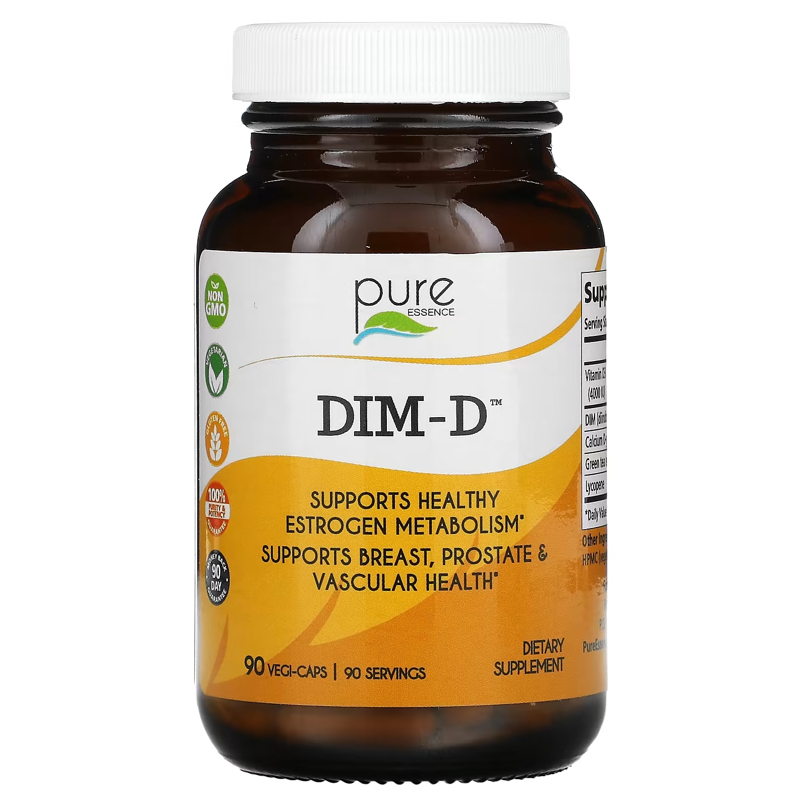 Pure Essence DIM-D, 90 вегетарианских капсул emerita dim с d глюкаратом кальция и брокколи 60 безсоевых вегетарианских капсул
