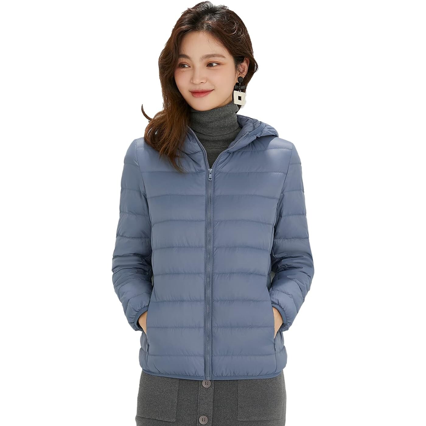 

Пуховик Zumzup Lightweight For Winter Zipper Closure With Pockets 90% White Duck Down Women's, синий
