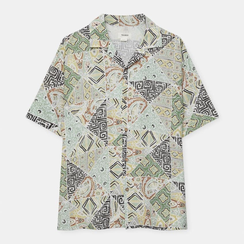 

Рубашка Pull&Bear Tile Print Short Sleeve, мультиколор