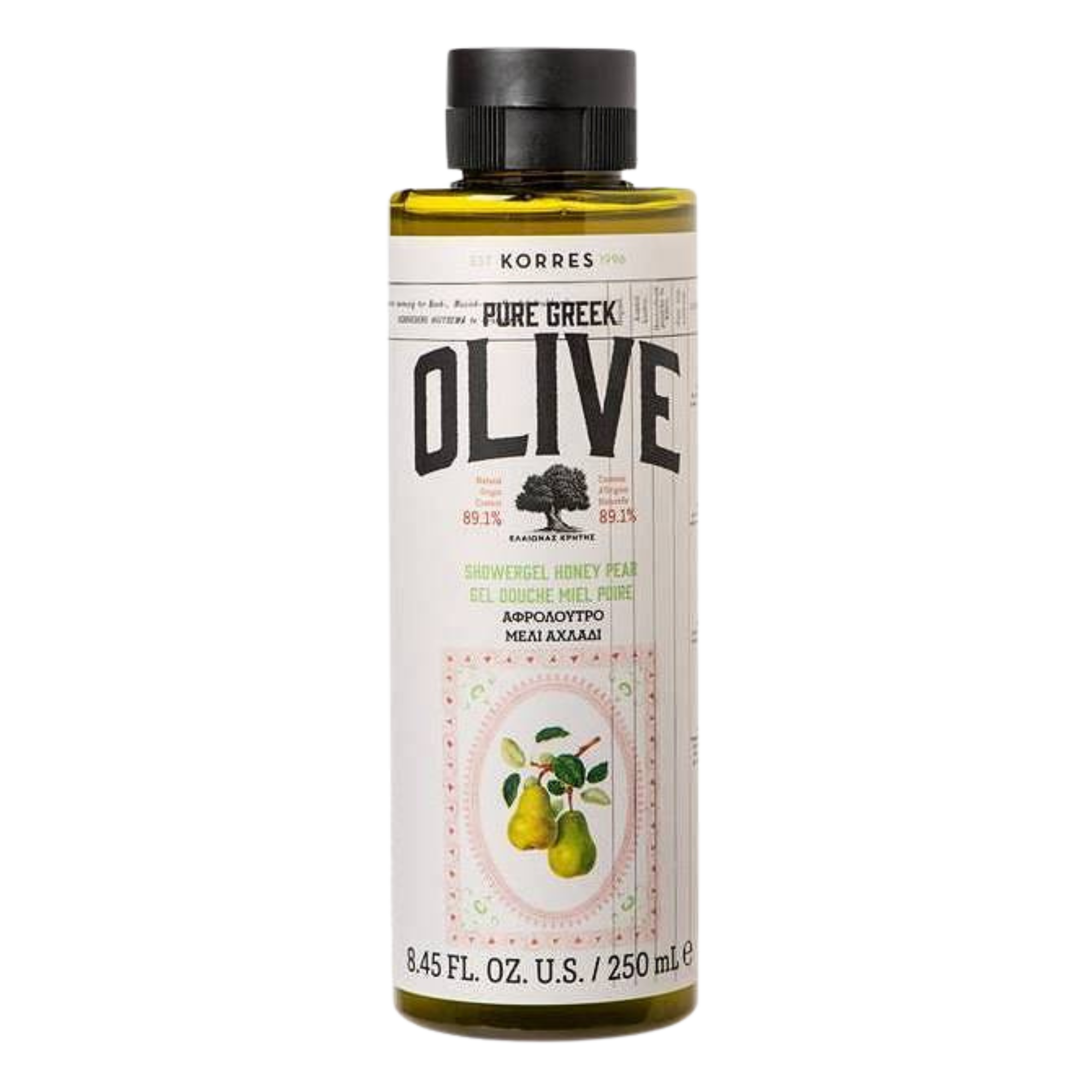 Korres Pure Greek Olive Гель для душа «Медовая груша», 250 мл скраб с кремовой текстурой korres pure greek olive 75 мл