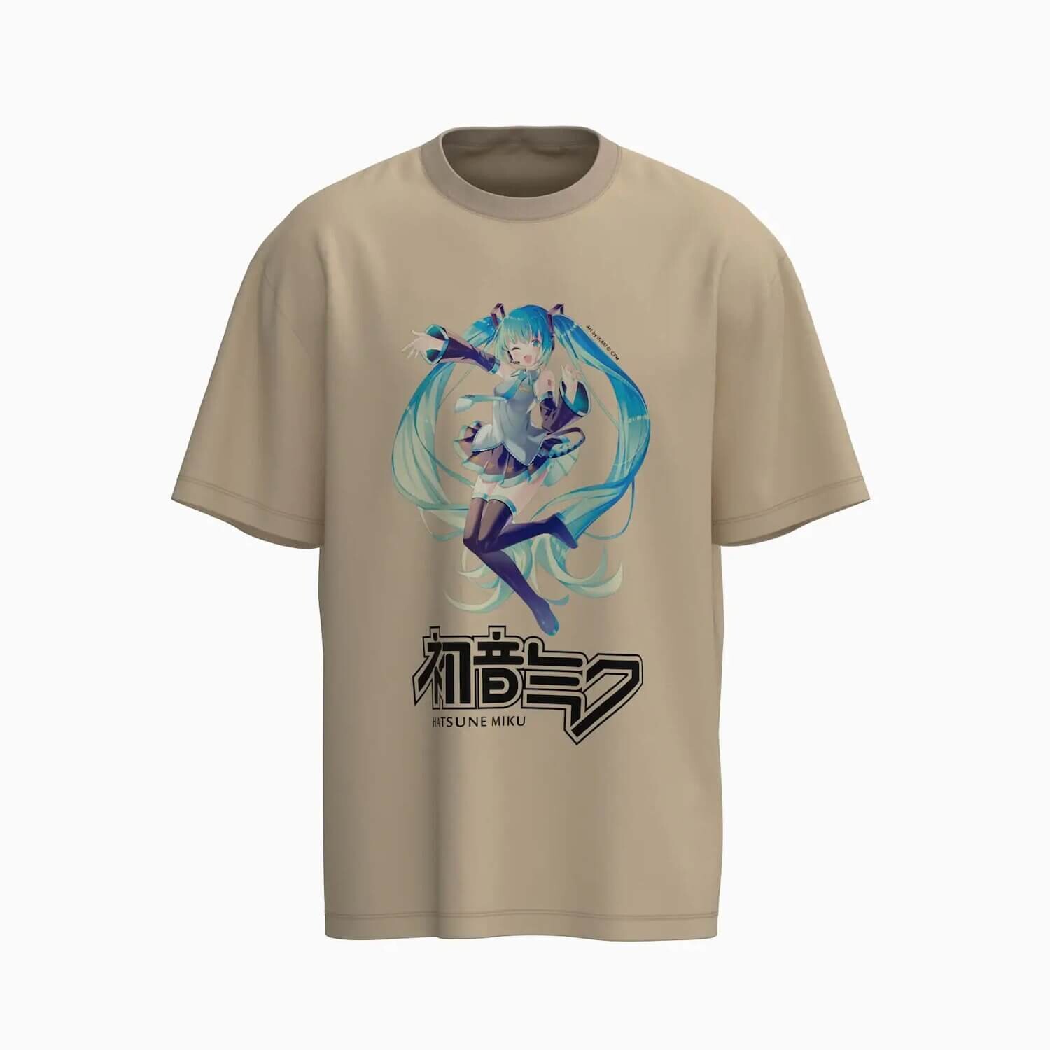 

Футболка Bershka Hatsune Miku Print Boxy Fit Short Sleeve, бежевый
