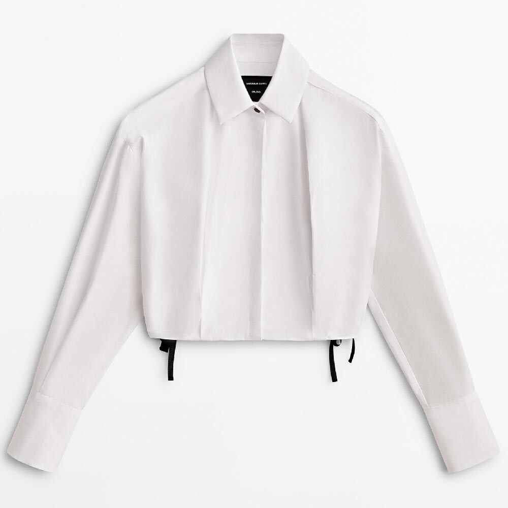 

Рубашка Massimo Dutti Poplin Cropped, белый