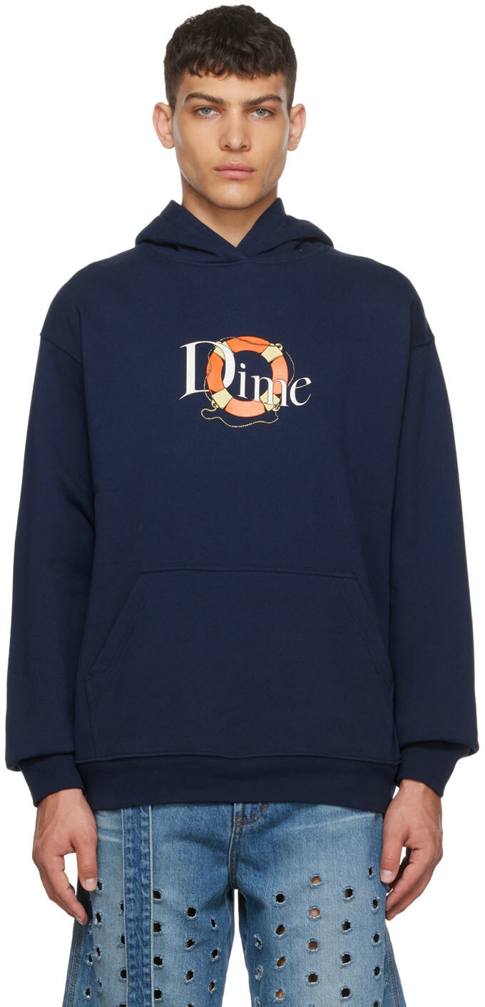 

Синяя хлопковая худи Dime